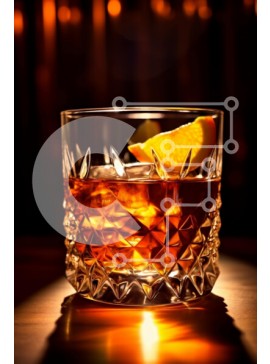 Σετ των 2 Intra Συλλεκτικό Ξύλινο Παζλ Plywood  4mm - Παλιομοδίτικο κοκτέιλ με πορτοκαλί σφήνα Σε Ξύλινο Κουτί - Διαστάσεις: 10x10 cm – 25 κομμάτια