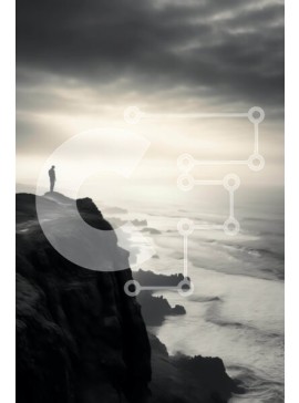 Σετ των 2 Intra Συλλεκτικό Ξύλινο Παζλ Plywood  4mm - Άτομο που στέκεται στον γκρεμό με θέα στον ωκεανό Σε Ξύλινο Κουτί - Διαστάσεις: 10x10 cm – 25 κομμάτια