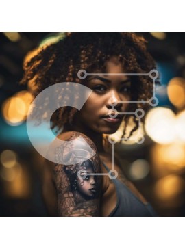 Intra Συλλεκτικό Ξύλινο Παζλ Plywood  4mm - Περίπλοκο τατουάζ βραχίονα σε νεαρή γυναίκα Σε Ξύλινο Κουτί - Διαστάσεις Puzzle: 10x10 cm – 25 κομμάτια