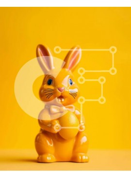 Intra Συλλεκτικό Ξύλινο Παζλ Plywood  4mm - Ειδώλιο λαγουδάκι του Πάσχα με πορτοκαλί αυγό Σε Ξύλινο Κουτί - Διαστάσεις Puzzle: 10x10 cm – 25 κομμάτια