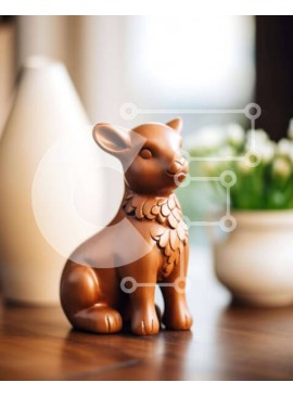 Intra Συλλεκτικό Ξύλινο Παζλ Plywood  4mm - Μικρό καφέ ειδώλιο ζώου δίπλα σε φυτά σε γλάστρες Σε Ξύλινο Κουτί - Διαστάσεις Puzzle: 10x10 cm – 25 κομμάτια