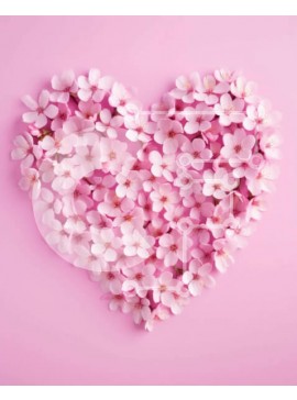 Intra Συλλεκτικό Ξύλινο Παζλ Plywood  4mm - Άνθη κερασιάς σε σχήμα καρδιάς σε ροζ φόντο Σε Ξύλινο Κουτί - Διαστάσεις Puzzle: 10x10 cm – 25 κομμάτια