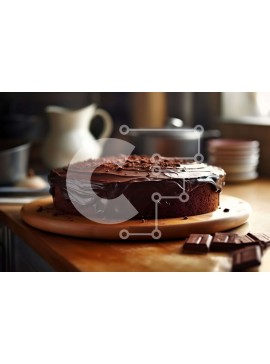 Σετ των 2 Intra Συλλεκτικό Ξύλινο Παζλ Plywood  4mm - Παρακμιακό κέικ σοκολάτας με παγωμένο σοκολάτα και τσιπς σοκολάτας Σε Ξύλινο Κουτί - Διαστάσεις: 10x10 cm – 25 κομμάτια