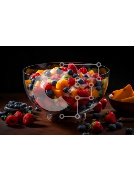 Σετ των 2 Intra Συλλεκτικό Ξύλινο Παζλ Plywood  4mm - Υγιεινή και πολύχρωμη ανάμεικτη φρουτοσαλάτα σε ένα ξύλινο τραπέζι Σε Ξύλινο Κουτί - Διαστάσεις: 10x10 cm – 25 κομμάτια