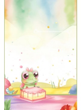 Σετ των 2 Intra Συλλεκτικό Ξύλινο Παζλ Plywood  4mm - Βάτραχος κινουμένων σχεδίων σε περίτεχνα διακοσμημένο κέικ Σε Ξύλινο Κουτί - Διαστάσεις: 10x10 cm – 25 κομμάτια