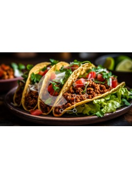 Σετ των 2 Intra Συλλεκτικό Ξύλινο Παζλ Plywood  4mm - Πιάτο Tacos με κιμά, μαρούλι και ντομάτες Σε Ξύλινο Κουτί - Διαστάσεις: 10x10 cm – 25 κομμάτια