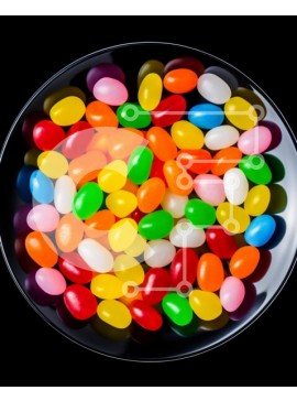 Σετ των 2 Intra Συλλεκτικό Ξύλινο Παζλ Plywood  4mm - Πολύχρωμα φασόλια ζελέ και ζαχαρωτά σε μαύρο μπολ Σε Ξύλινο Κουτί - Διαστάσεις: 10x10 cm – 25 κομμάτια