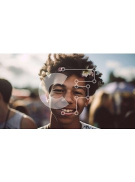 Intra Συλλεκτικό Ξύλινο Παζλ Plywood  4mm - Πορτρέτο ενός νεαρού μαύρου άνδρα με ένα λουλούδι στέμμα και τους φίλους του Σε Ξύλινο Κουτί - Διαστάσεις Puzzle: 10x10 cm – 25 κομμάτια