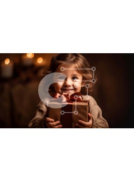 Intra Συλλεκτικό Ξύλινο Παζλ Plywood  4mm - Νεαρό κορίτσι που κρατά ένα κουτί δώρου και χαμογελά στην κάμερα Σε Ξύλινο Κουτί - Διαστάσεις Puzzle: 10x10 cm – 25 κομμάτια