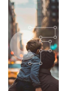 Intra Συλλεκτικό Ξύλινο Παζλ Plywood  4mm - Πατέρας και γιος περπατούν στην πόλη Σε Ξύλινο Κουτί - Διαστάσεις Puzzle: 10x10 cm – 25 κομμάτια