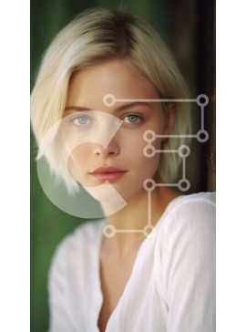 Intra Συλλεκτικό Ξύλινο Παζλ Plywood  4mm - Ξανθή γυναίκα στο άσπρο πουκάμισο Στοκ Φωτογραφία Σε Ξύλινο Κουτί - Διαστάσεις Puzzle: 10x10 cm – 25 κομμάτια