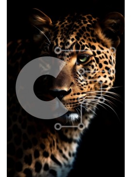 Σετ των 2 Intra Συλλεκτικό Ξύλινο Παζλ Plywood  4mm - Εκπληκτική κοντινή λήψη του προσώπου της λεοπάρδαλης με έντονα πράσινα μάτια Σε Ξύλινο Κουτί - Διαστάσεις: 10x10 cm – 25 κομμάτια