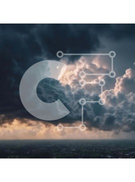 Intra Συλλεκτικό Ξύλινο Παζλ Plywood  4mm - Σκοτεινός και συννεφιασμένος ουρανός πάνω από την αστική περιοχή Σε Ξύλινο Κουτί - Διαστάσεις Puzzle: 10x10 cm – 25 κομμάτια