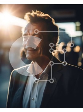 Intra Συλλεκτικό Ξύλινο Παζλ Plywood  4mm - Επαγγελματίας άνδρας με κοστούμι και γραβάτα στο δρόμο της πόλης Σε Ξύλινο Κουτί - Διαστάσεις Puzzle: 10x10 cm – 25 κομμάτια