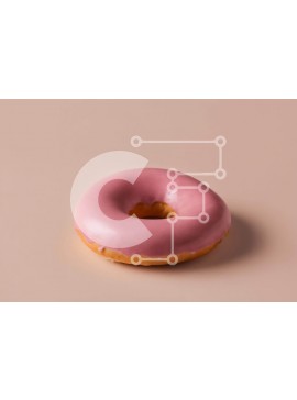 Σετ των 2 Intra Συλλεκτικό Ξύλινο Παζλ Plywood  4mm - Ροζ γυαλισμένο ντόνατ σε υπόλευκο φόντο Σε Ξύλινο Κουτί - Διαστάσεις: 10x10 cm – 25 κομμάτια