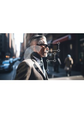 Intra Συλλεκτικό Ξύλινο Παζλ Plywood  4mm - Επαγγελματίας μεσήλικας που στέκεται σε έναν δρόμο της πόλης Σε Ξύλινο Κουτί - Διαστάσεις Puzzle: 10x10 cm – 25 κομμάτια