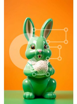 Intra Συλλεκτικό Ξύλινο Παζλ Plywood  4mm - Ειδώλιο λαγουδάκι του Πάσχα με αυγό σε πορτοκαλί φόντο Σε Ξύλινο Κουτί - Διαστάσεις Puzzle: 10x10 cm – 25 κομμάτια