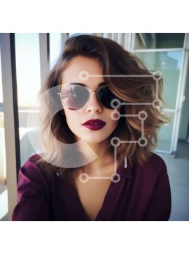 Σετ των 2 Intra Συλλεκτικό Ξύλινο Παζλ Plywood  4mm - Κομψή γυναίκα με γυαλιά ηλίου και μπορντό φόρεμα Σε Ξύλινο Κουτί - Διαστάσεις: 10x10 cm – 25 κομμάτια