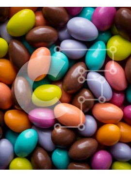 Σετ των 2 Intra Συλλεκτικό Ξύλινο Παζλ Plywood  4mm - Κοντινό πλάνο πολύχρωμων ζαχαρωτών και κομματιών σοκολάτας Σε Ξύλινο Κουτί - Διαστάσεις: 10x10 cm – 25 κομμάτια