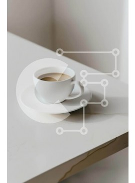 Σετ των 2 Intra Συλλεκτικό Ξύλινο Παζλ Plywood  4mm - Προσκαλώντας φλιτζάνι καφέ στο λευκό τραπέζι Σε Ξύλινο Κουτί - Διαστάσεις: 10x10 cm – 25 κομμάτια