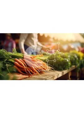 Σετ των 2 Intra Συλλεκτικό Ξύλινο Παζλ Plywood  4mm - Τραπέζι με φρέσκα λαχανικά σε υπαίθρια αγορά Σε Ξύλινο Κουτί - Διαστάσεις: 10x10 cm – 25 κομμάτια