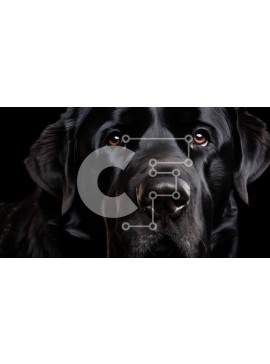 Intra Συλλεκτικό Ξύλινο Παζλ Plywood  4mm - Μαύρος σκύλος Labrador Retriever με σοβαρή έκφραση Σε Ξύλινο Κουτί - Διαστάσεις: 10x10 cm – 25 κομμάτια