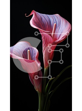 Σετ των 2 Intra Συλλεκτικό Ξύλινο Παζλ Plywood  4mm - Όμορφη εικόνα δύο ροζ λουλουδιών με μακριά στελέχη και πράσινα φύλλα Σε Ξύλινο Κουτί - Διαστάσεις: 10x10 cm – 25 κομμάτια