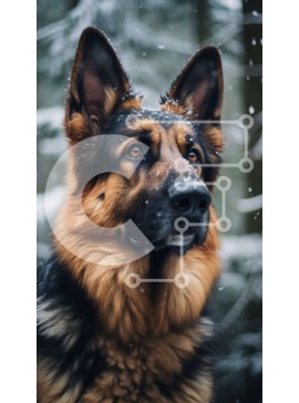 Σετ των 2 Intra Συλλεκτικό Ξύλινο Παζλ Plywood  4mm - Γερμανικός Ποιμενικός Σκύλος στο Χιονισμένο Δάσος Σε Ξύλινο Κουτί - Διαστάσεις: 10x10 cm – 25 κομμάτια