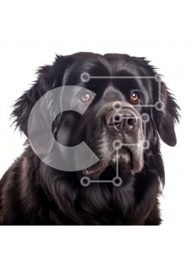 Intra Συλλεκτικό Ξύλινο Παζλ Plywood  4mm - Σοβαρός μαύρος σκύλος της Νέας Γης με δασύτριχο τρίχωμα και καστανά μάτια Σε Ξύλινο Κουτί - Διαστάσεις: 10x10 cm – 25 κομμάτια