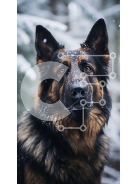 Σετ των 2 Intra Συλλεκτικό Ξύλινο Παζλ Plywood  4mm - Γερμανικός Ποιμενικός Σκύλος στο Χιόνι Σε Ξύλινο Κουτί - Διαστάσεις: 10x10 cm – 25 κομμάτια