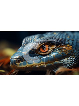 Σετ των 2 Intra Συλλεκτικό Ξύλινο Παζλ Plywood  4mm - Εκπληκτική φωτογραφία από κοντά μιας μπλε και πορτοκαλί σαύρας Σε Ξύλινο Κουτί - Διαστάσεις: 10x10 cm – 25 κομμάτια