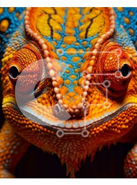 Σετ των 2 Intra Συλλεκτικό Ξύλινο Παζλ Plywood  4mm - Εκπληκτική φωτογραφία από κοντινό πλάνο ενός πολύχρωμου χαμαιλέοντα Σε Ξύλινο Κουτί - Διαστάσεις: 10x10 cm – 25 κομμάτια