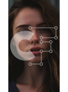 Intra Συλλεκτικό Ξύλινο Παζλ Plywood  4mm - Σοβαρό πορτρέτο νεαρής γυναίκας με σπαστά καστανά μαλλιά και καστανά μάτια Σε Ξύλινο Κουτί - Διαστάσεις Puzzle: 10x10 cm – 25 κομμάτια