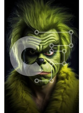 Intra Συλλεκτικό Ξύλινο Παζλ Plywood  4mm - Πράσινο γούνινο τέρας με κίτρινα μάτια και αιχμηρά δόντια Σε Ξύλινο Κουτί - Διαστάσεις Puzzle: 10x10 cm – 25 κομμάτια