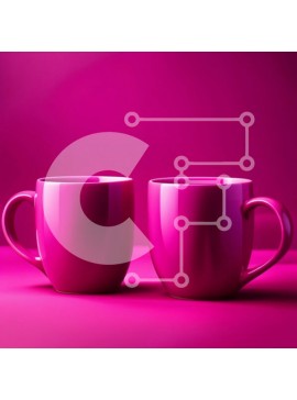 Intra Συλλεκτικό Ξύλινο Παζλ Plywood  4mm - Όμορφη εικόνα δύο ροζ κούπες σε ροζ φόντο Σε Ξύλινο Κουτί - Διαστάσεις Puzzle: 10x10 cm – 25 κομμάτια