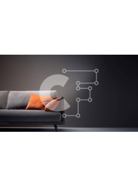 Intra Συλλεκτικό Ξύλινο Παζλ Plywood  4mm - Γκρι καναπές με πορτοκαλί μαξιλάρια σε ένα μοντέρνο σαλόνι Σε Ξύλινο Κουτί - Διαστάσεις Puzzle: 10x10 cm – 25 κομμάτια