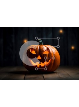 Intra Συλλεκτικό Ξύλινο Παζλ Plywood  4mm - Σκαλισμένη και φωτισμένη κολοκύθα σε ένα παλιό ξύλινο τραπέζι Σε Ξύλινο Κουτί - Διαστάσεις Puzzle: 10x10 cm – 25 κομμάτια