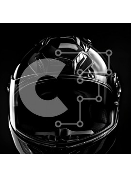 Intra Συλλεκτικό Ξύλινο Παζλ Plywood  4mm - Κομψό ασπρόμαυρο κράνος μοτοσυκλέτας σε μαύρο φόντο Σε Ξύλινο Κουτί - Διαστάσεις Puzzle: 10x10 cm – 25 κομμάτια