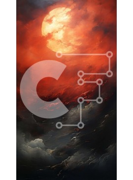 Σετ των 2 Intra Συλλεκτικό Ξύλινο Παζλ Plywood  4mm - Ηλιοβασίλεμα με έναν μεγάλο κόκκινο ήλιο και σκοτεινά σύννεφα Σε Ξύλινο Κουτί - Διαστάσεις: 10x10 cm – 25 κομμάτια