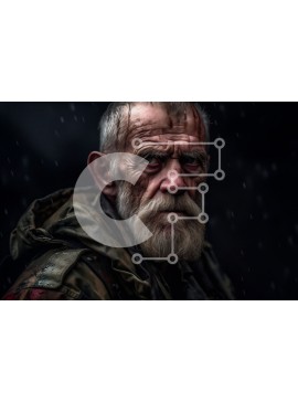 Intra Συλλεκτικό Ξύλινο Παζλ Plywood  4mm - Σοβαρός ηλικιωμένος που στέκεται στη βροχή | Στοκ Εικόνες Ιστοσελίδα Σε Ξύλινο Κουτί - Διαστάσεις Puzzle: 10x10 cm – 25 κομμάτια