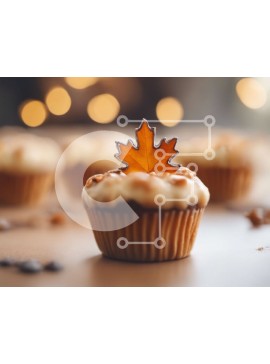 Σετ των 2 Intra Συλλεκτικό Ξύλινο Παζλ Plywood  4mm - Λαχταριστά Cupcakes με Φθινοπωρινά Διακοσμητικά Σε Ξύλινο Κουτί - Διαστάσεις: 10x10 cm – 25 κομμάτια