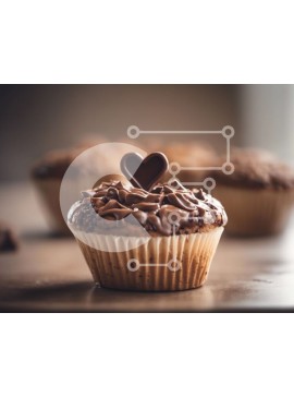 Σετ των 2 Intra Συλλεκτικό Ξύλινο Παζλ Plywood  4mm - Λαχταριστά Cupcakes σοκολάτας με φαγώσιμα διακοσμητικά καρδιάς Σε Ξύλινο Κουτί - Διαστάσεις: 10x10 cm – 25 κομμάτια