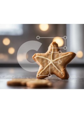 Σετ των 2 Intra Συλλεκτικό Ξύλινο Παζλ Plywood  4mm - Μπισκότο σε σχήμα αστεριού με λευκό παγωμένο στο τραπέζι Σε Ξύλινο Κουτί - Διαστάσεις: 10x10 cm – 25 κομμάτια