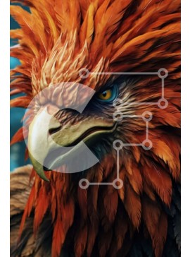 Σετ των 2 Intra Συλλεκτικό Ξύλινο Παζλ Plywood  4mm - Απίστευτο κοντινό πλάνο του κεφαλιού ενός αετού με πορτοκαλί φτερά και μπλε μάτια Σε Ξύλινο Κουτί - Διαστάσεις: 10x10 cm – 25 κομμάτια
