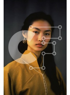 Intra Συλλεκτικό Ξύλινο Παζλ Plywood  4mm - Όμορφη γυναίκα με κίτρινο πουκάμισο και μακριά μαύρα μαλλιά Σε Ξύλινο Κουτί - Διαστάσεις Puzzle: 10x10 cm – 25 κομμάτια