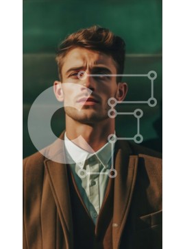 Intra Συλλεκτικό Ξύλινο Παζλ Plywood  4mm - Εικόνα ενός άνδρα με καφέ παλτό και λευκό πουκάμισο που κοιτάζει μακριά Σε Ξύλινο Κουτί - Διαστάσεις Puzzle: 10x10 cm – 25 κομμάτια