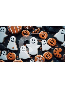 Σετ των 2 Intra Συλλεκτικό Ξύλινο Παζλ Plywood  4mm - Μπισκότα με θέμα το Halloween με διακοσμητικά φαντάσματα και νυχτερίδες Σε Ξύλινο Κουτί - Διαστάσεις: 10x10 cm – 25 κομμάτια