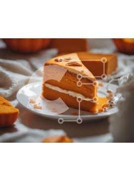 Σετ των 2 Intra Συλλεκτικό Ξύλινο Παζλ Plywood  4mm - Φέτα κέικ κολοκύθας σε λευκό πιάτο Σε Ξύλινο Κουτί - Διαστάσεις: 10x10 cm – 25 κομμάτια