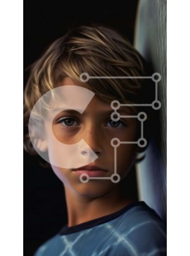 Intra Συλλεκτικό Ξύλινο Παζλ Plywood  4mm - Πορτρέτο ενός νεαρού αγοριού με ξανθά μαλλιά και μπλε μάτια που κοιτάζει στην απόσταση Σε Ξύλινο Κουτί - Διαστάσεις Puzzle: 10x10 cm – 25 κομμάτια