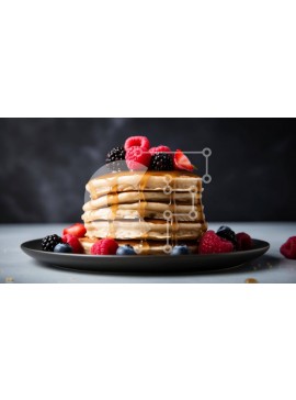 Σετ των 2 Intra Συλλεκτικό Ξύλινο Παζλ Plywood  4mm - Στοίβα τηγανίτες με σιρόπι και μούρα Σε Ξύλινο Κουτί - Διαστάσεις: 10x10 cm – 25 κομμάτια